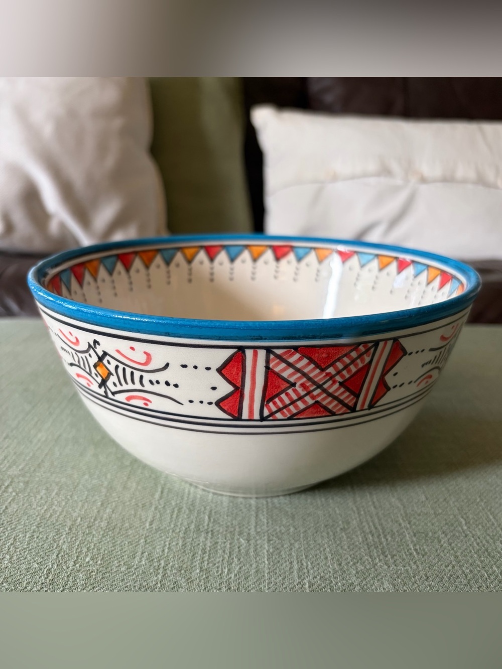 Handcrafted Le Souk Ceramique Mug, Bowl & Serghini Bowl w/Hand Carved Chopsticks - Picture 9 of 15